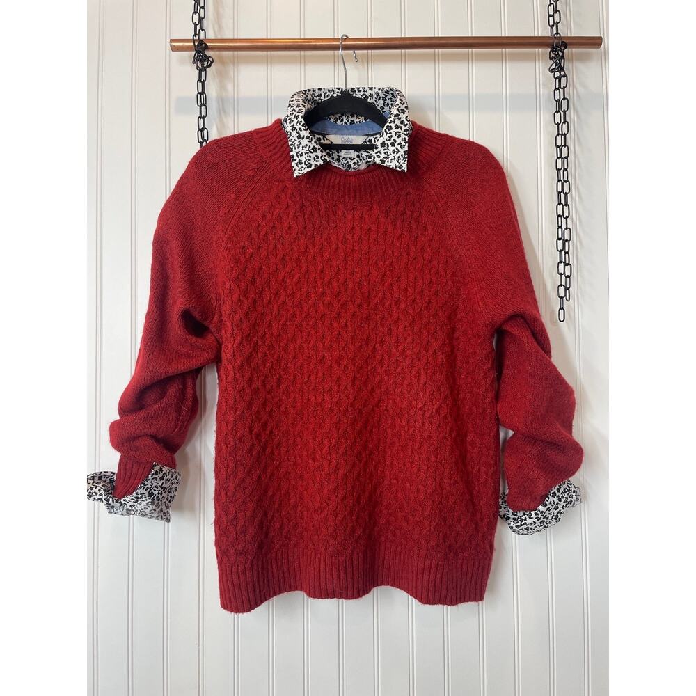Croft and Barrow Red Sweater & White Black Floral Shirt Women’s Bundle Size M